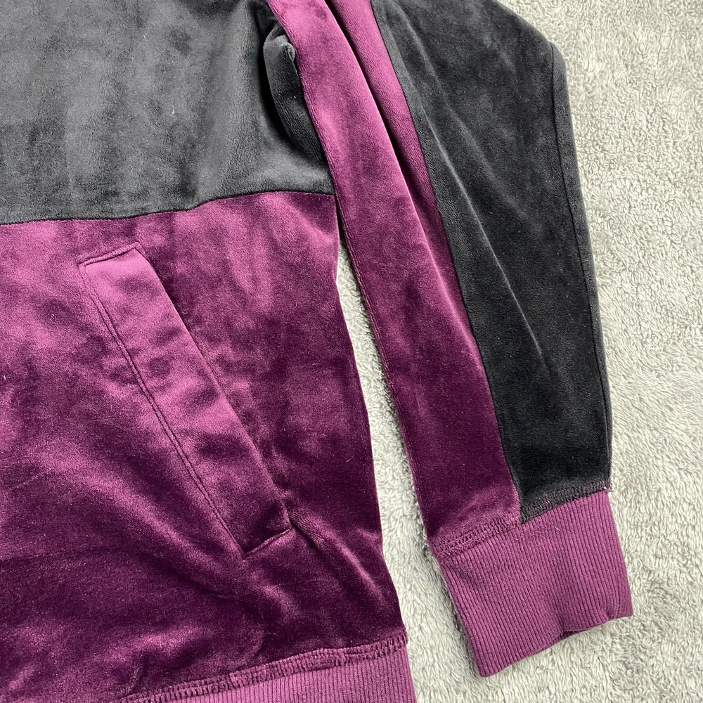 Champion Elite Velour Hoodie Pullover Womens Small Purple Black Long Sleeve - Picture 5 of 16